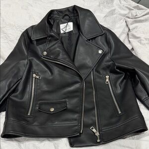 Zara Black Leather girls  Jacket